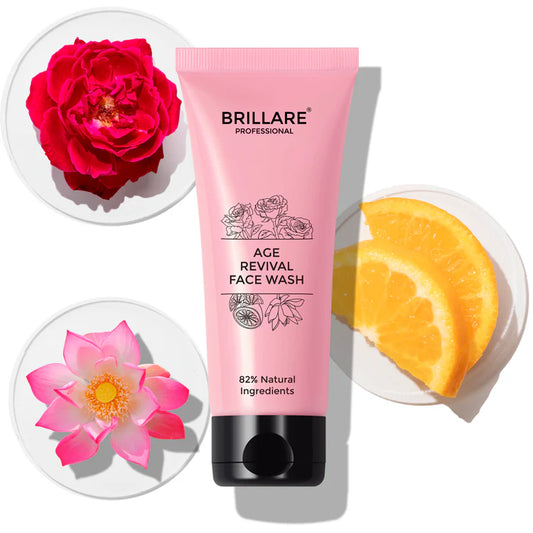 Brillare Age Revival Face Wash for Ageing Skin with Rose, Lotus & Orange | Hydrating Natural Cleanser | 100 ml