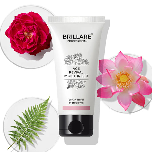 Brillare Age Revival Moisturiser for Ageing Skin | 95% Natural | Rose, Lotus & Tree Fern | 50ml